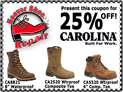 25 percent off of Carolina Workboots